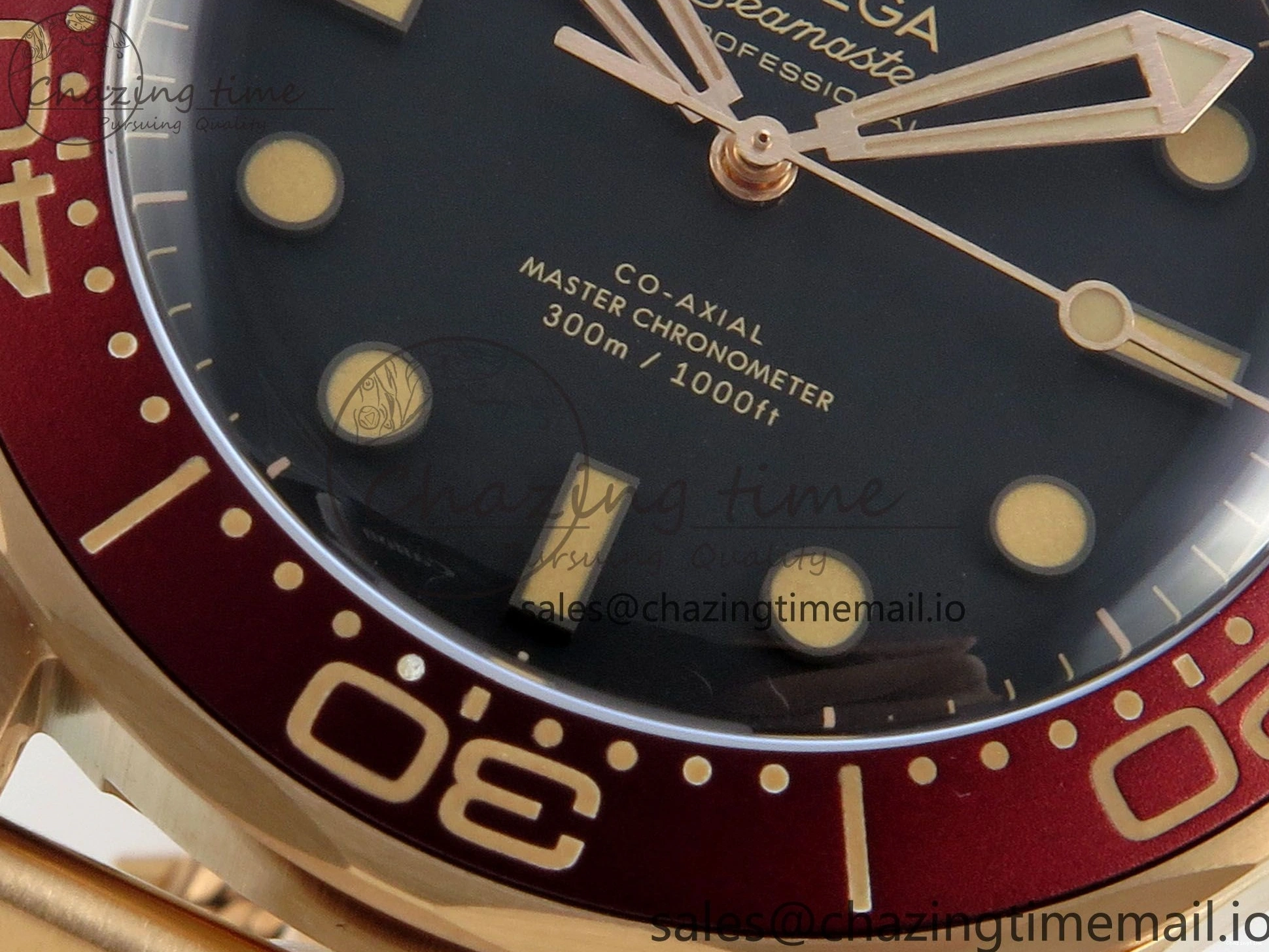 0322 Stylish Seamaster 300M Diver Rose Gold VSF 1:1 Best Edition Black Dial on Mesh Bracelet A 7662